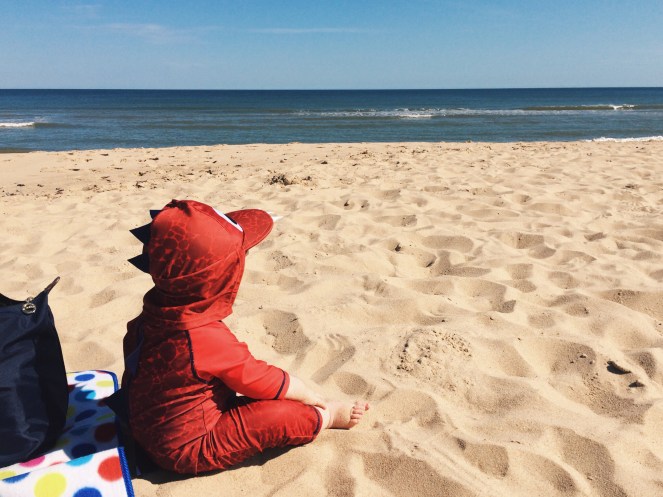 baby toddler wetsuit dinosaur horsey beach norfolk sand sea holiday